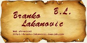 Branko Lakanović vizit kartica